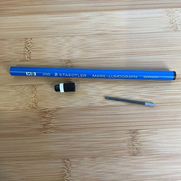 Vintage Staedtler Mars Lumograph HB/2B/3H Lead Holders set of 4 Germany Blue - Picture 2 of 6